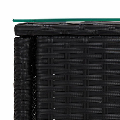 Tavolino Nero 53x37x48 cm Polyrattan e Vetro Temperato - homemem39