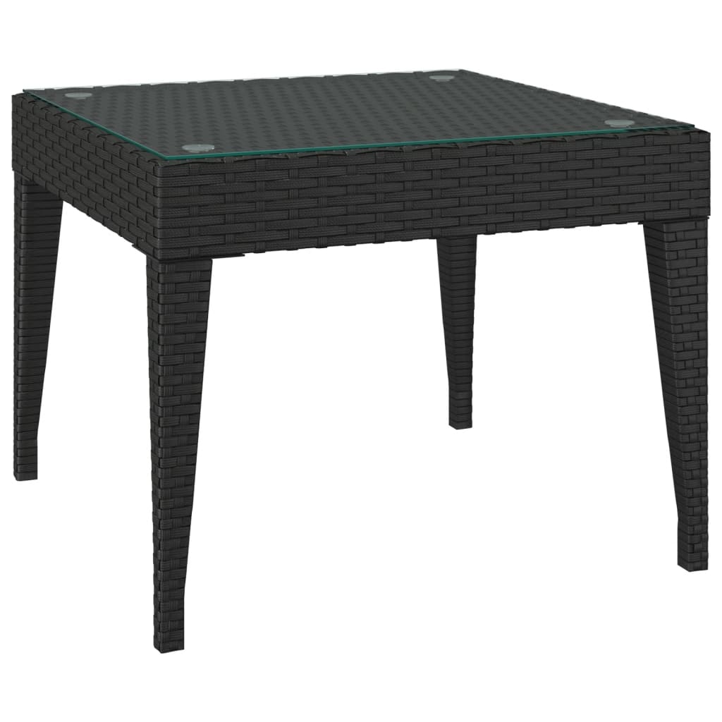 Tavolino Nero 50x50x38 cm Polyrattan e Vetro Temperato - homemem39