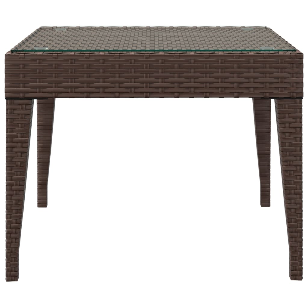 Tavolino Marrone 50x50x38 cm Polyrattan e Vetro Temperato - homemem39