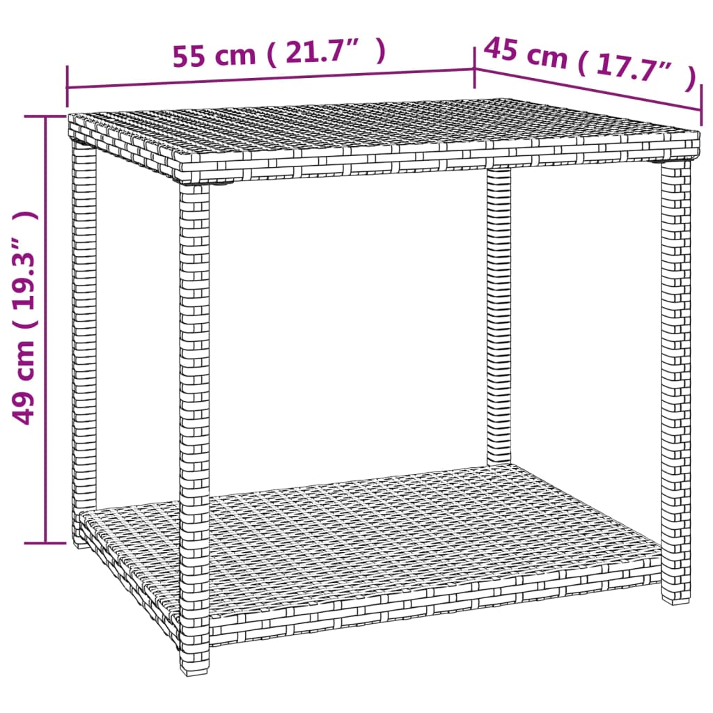 Tavolino Nero 55x45x49 cm in Polyrattan - homemem39