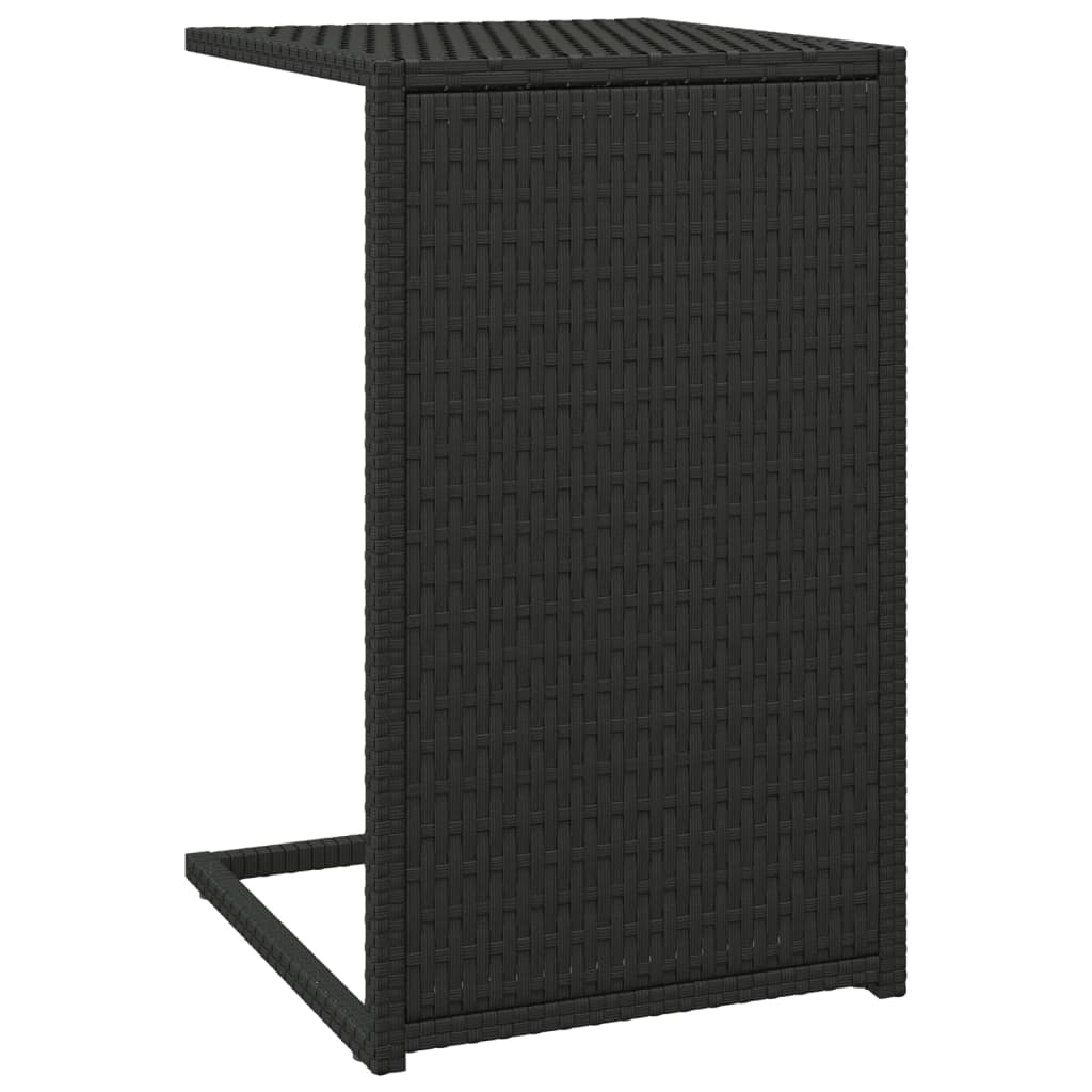 Tavolino a C Nero 40x35x60 cm in Polyrattan - homemem39