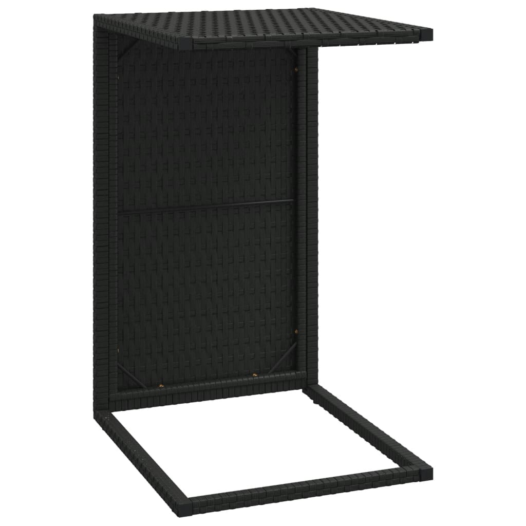 Tavolino a C Nero 40x35x60 cm in Polyrattan - homemem39