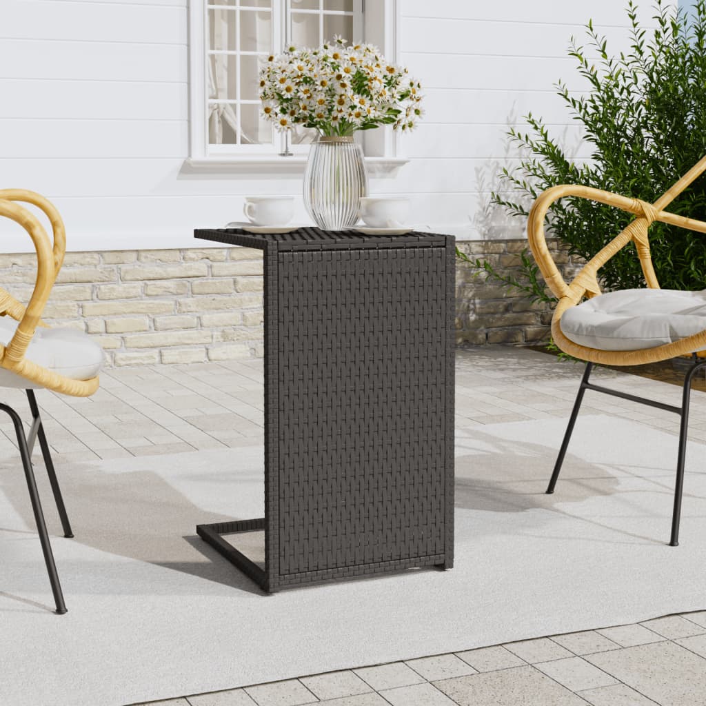 Tavolino a C Nero 40x35x60 cm in Polyrattan - homemem39