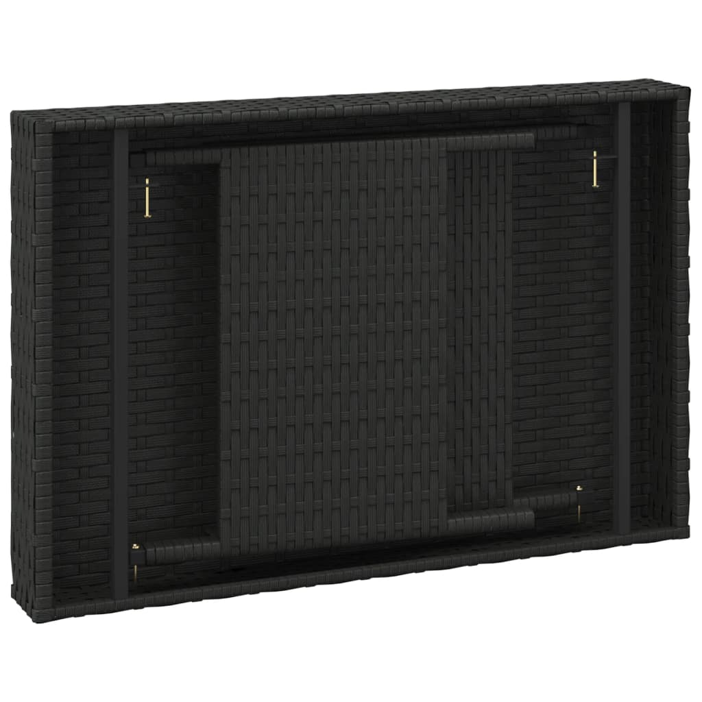 Tavolino Pieghevole Nero 60x40x38 cm in Polyrattan - homemem39