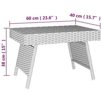 Tavolino Pieghevole Nero 60x40x38 cm in Polyrattan - homemem39