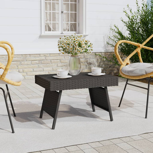 Tavolino Pieghevole Nero 60x40x38 cm in Polyrattan - homemem39