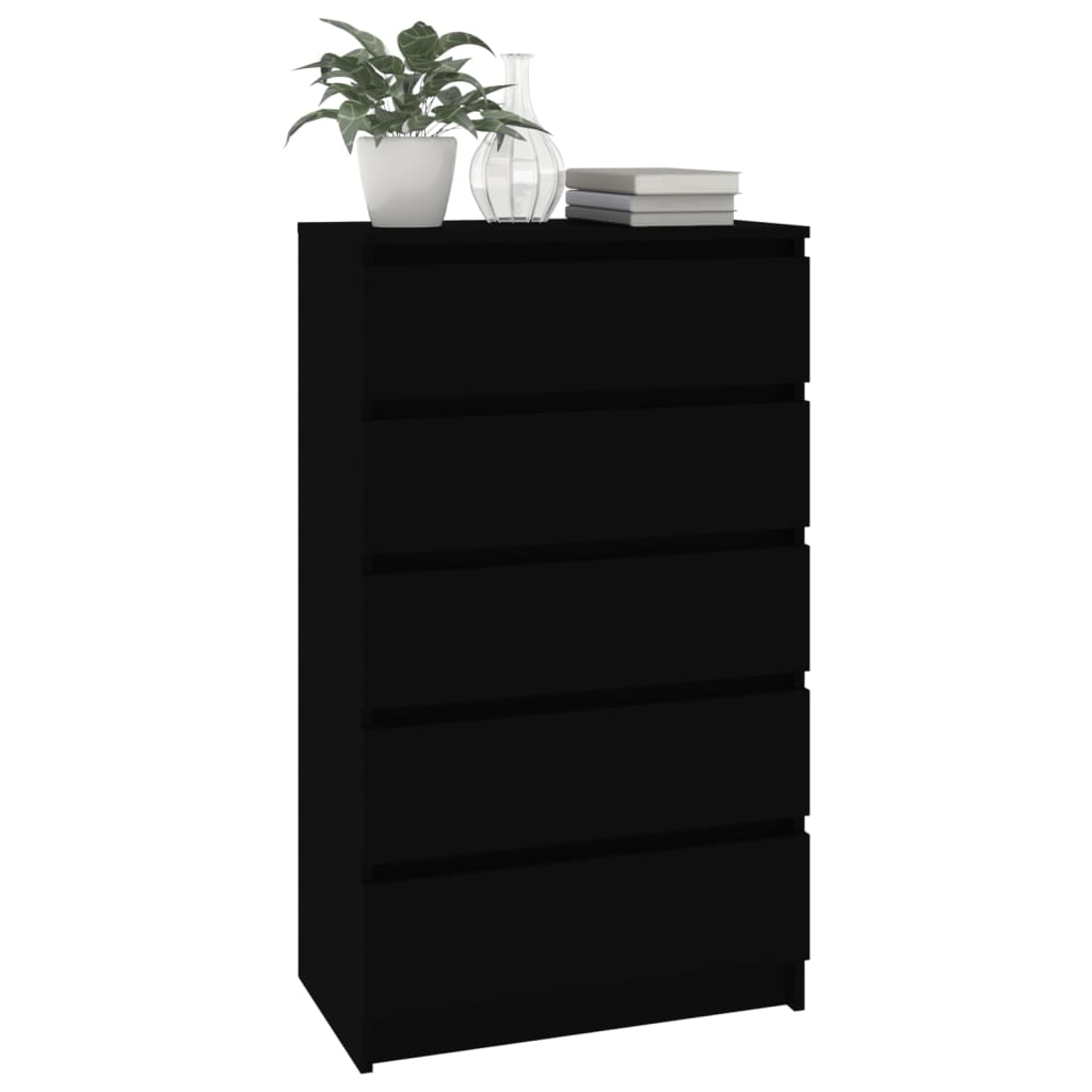 Cassettiera Nera 60x36x103 cm in Legno Multistrato - homemem39