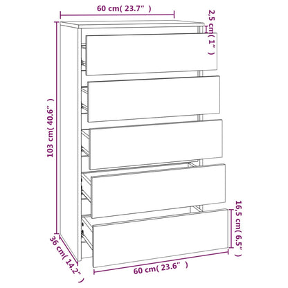 Cassettiera Nera 60x36x103 cm in Legno Multistrato - homemem39