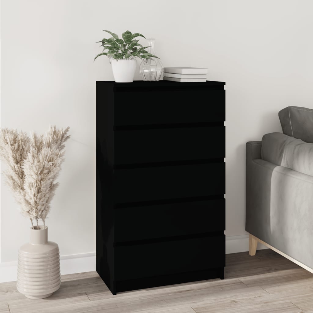 Cassettiera Nera 60x36x103 cm in Legno Multistrato - homemem39