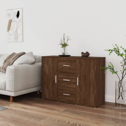 Credenza Rovere Marrone 91x29,5x65 cm in Legno Multistrato - homemem39