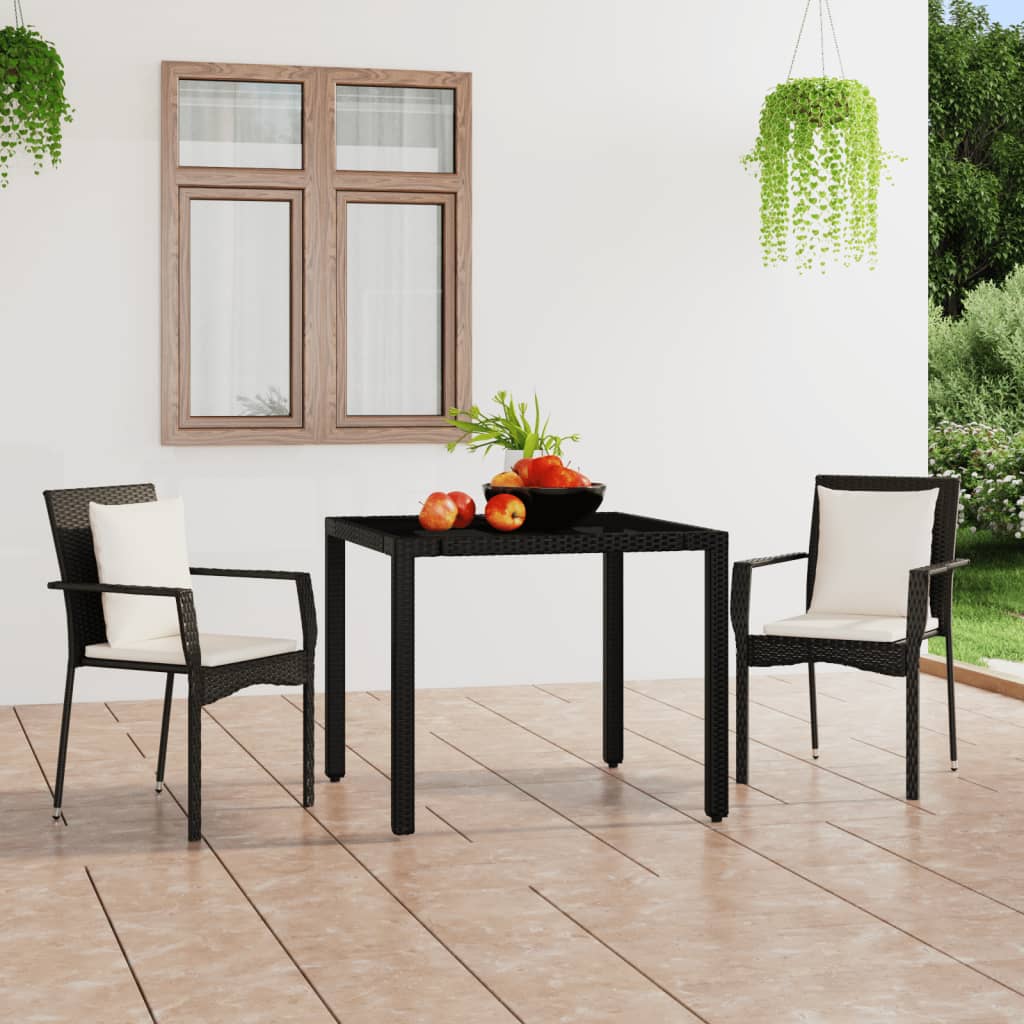 Sedie da Giardino con Cuscini 2 pz in Polyrattan Nere - homemem39