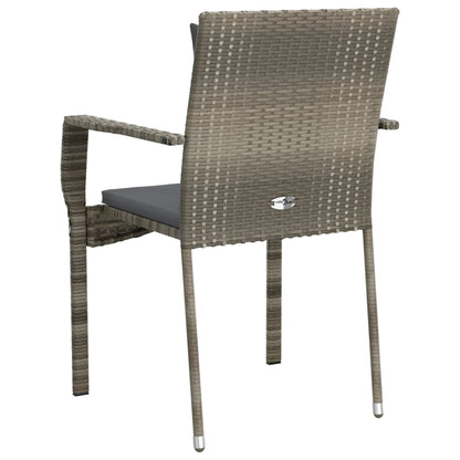 Sedie da Giardino con Cuscini 2 pz in Polyrattan Grigie - homemem39