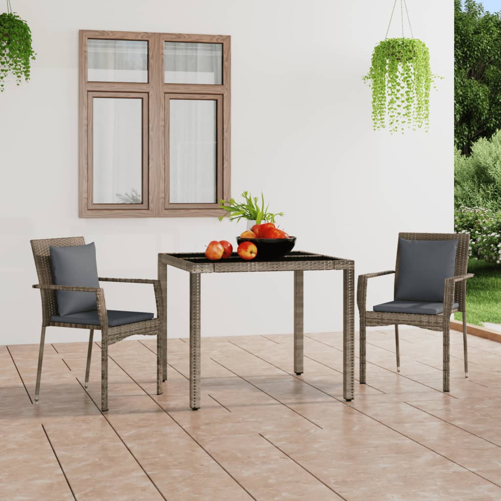 Sedie da Giardino con Cuscini 2 pz in Polyrattan Grigie - homemem39