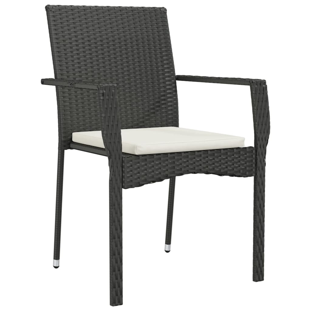 Sedie da Giardino con Cuscini 2 pz in Polyrattan Nere - homemem39