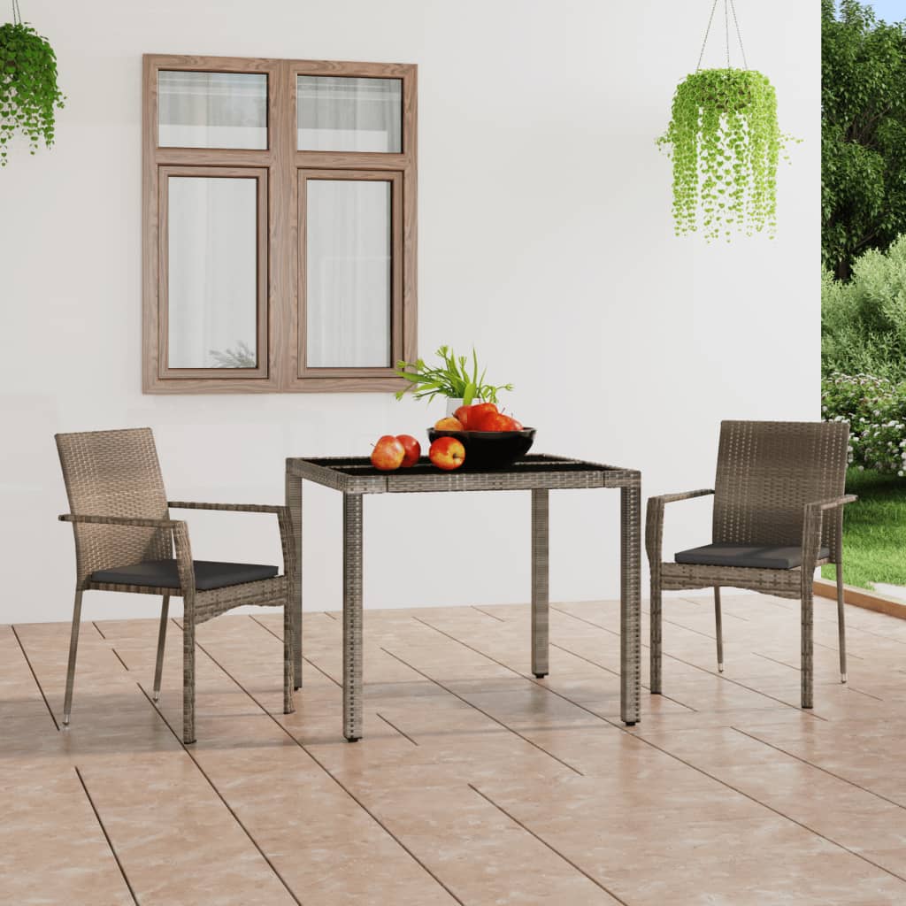 Sedie da Giardino con Cuscini 2 pz in Polyrattan Grigie - homemem39