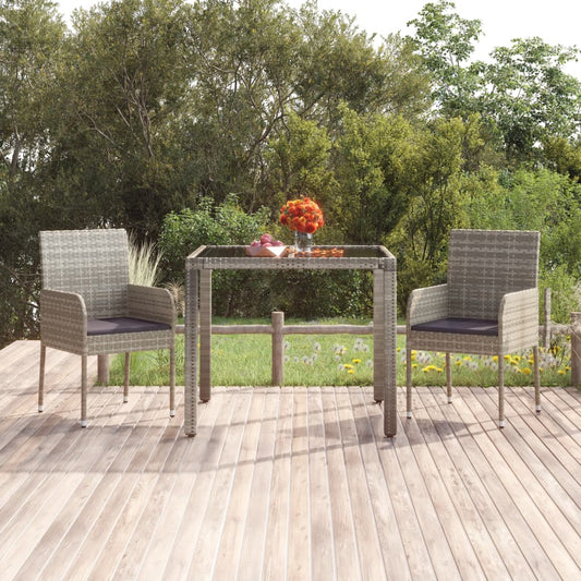 Sedie da Giardino con Cuscini 2 pz in Polyrattan Grigie - homemem39