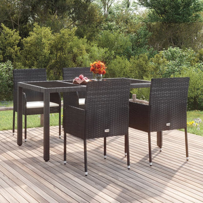 Sedie da Giardino con Cuscini 4 pz in Polyrattan Nere - homemem39