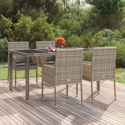 Sedie da Giardino con Cuscini 4 pz in Polyrattan Grigie - homemem39