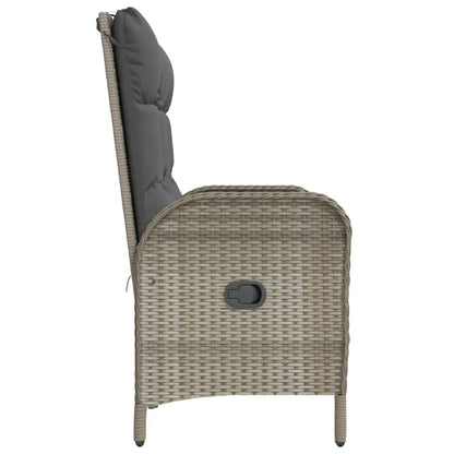 Panca Reclinabile da Giardino Cuscini 107 cm Polyrattan Grigia - homemem39