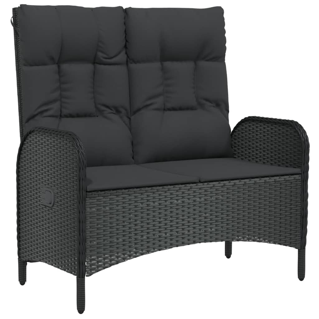 Panca Reclinabile da Giardino con Cuscini 107cm Polyrattan Nera - homemem39