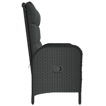 Panca Reclinabile da Giardino con Cuscini 107cm Polyrattan Nera - homemem39