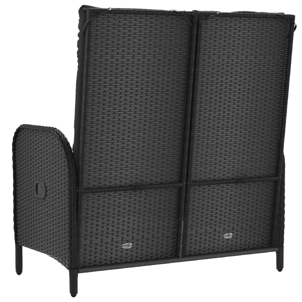 Panca Reclinabile da Giardino con Cuscini 107cm Polyrattan Nera - homemem39