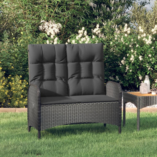 Panca Reclinabile da Giardino con Cuscini 107cm Polyrattan Nera - homemem39