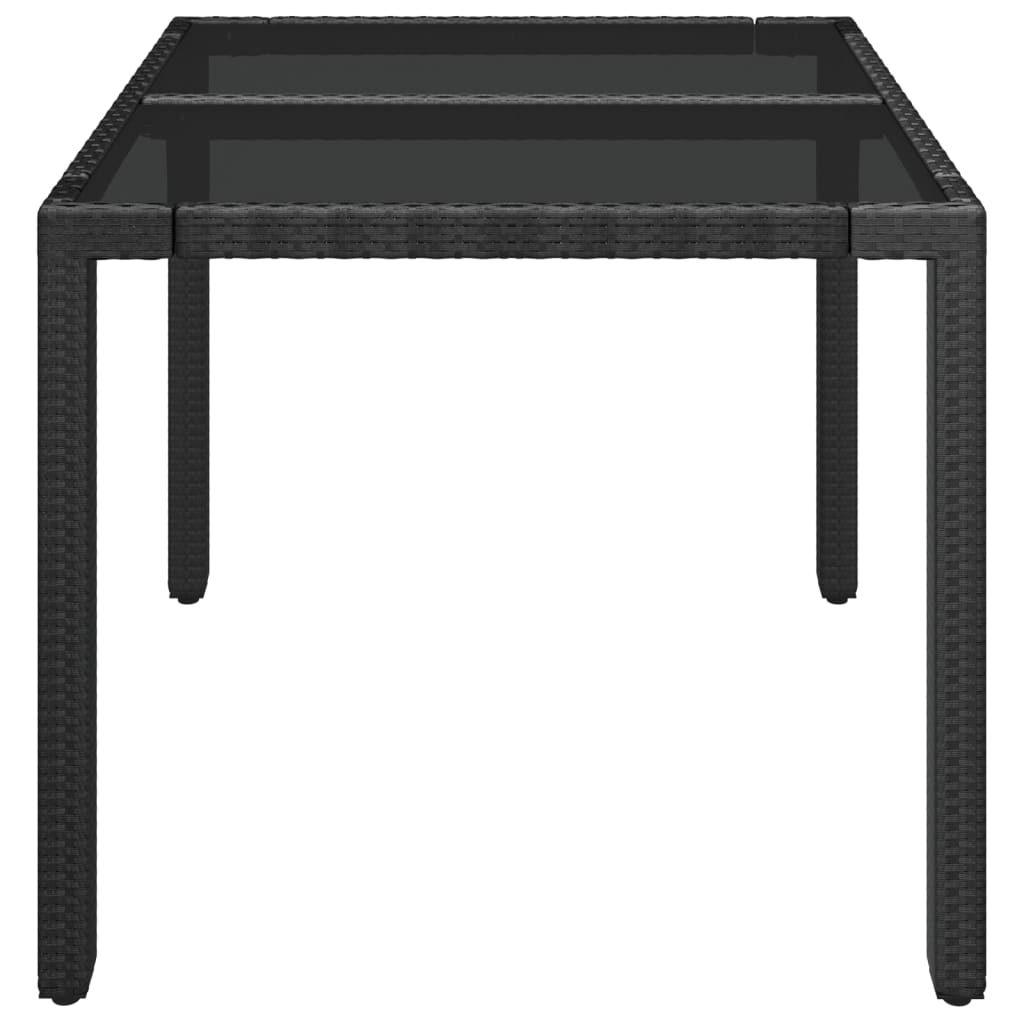 Tavolo da Giardino Piano in Vetro Nero 90x90x75 cm Polyrattan - homemem39