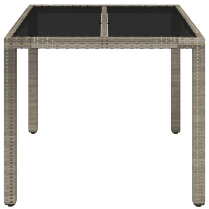 Tavolo da Giardino Piano in Vetro Grigio 90x90x75 cm Polyrattan - homemem39