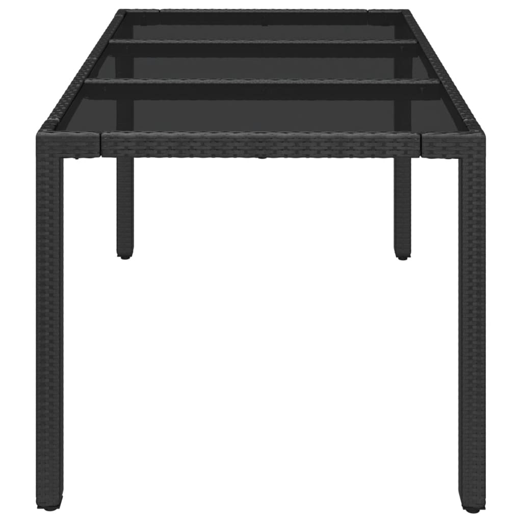 Tavolo da Giardino Piano in Vetro Nero 150x90x75 cm Polyrattan - homemem39