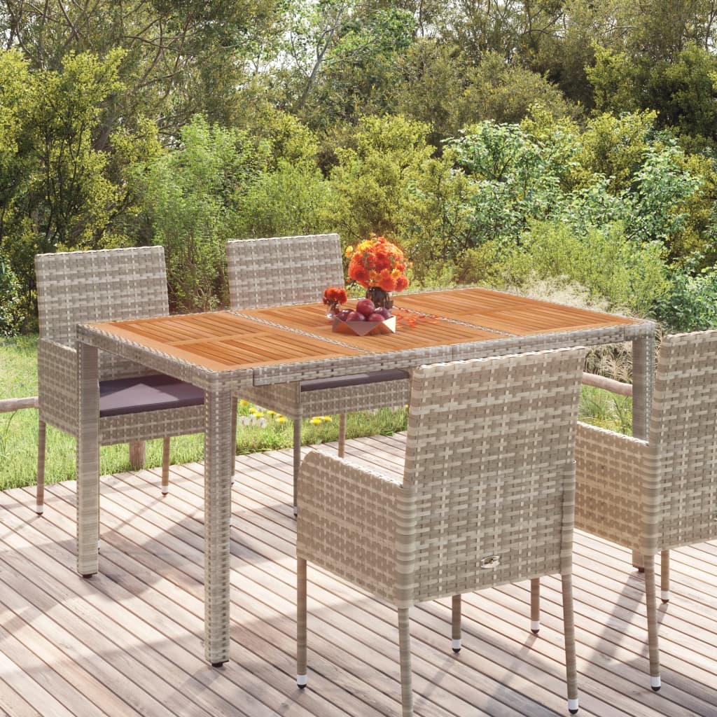 Tavolo da Giardino Piano in Legno Grigio 150x90x75cm Polyrattan - homemem39