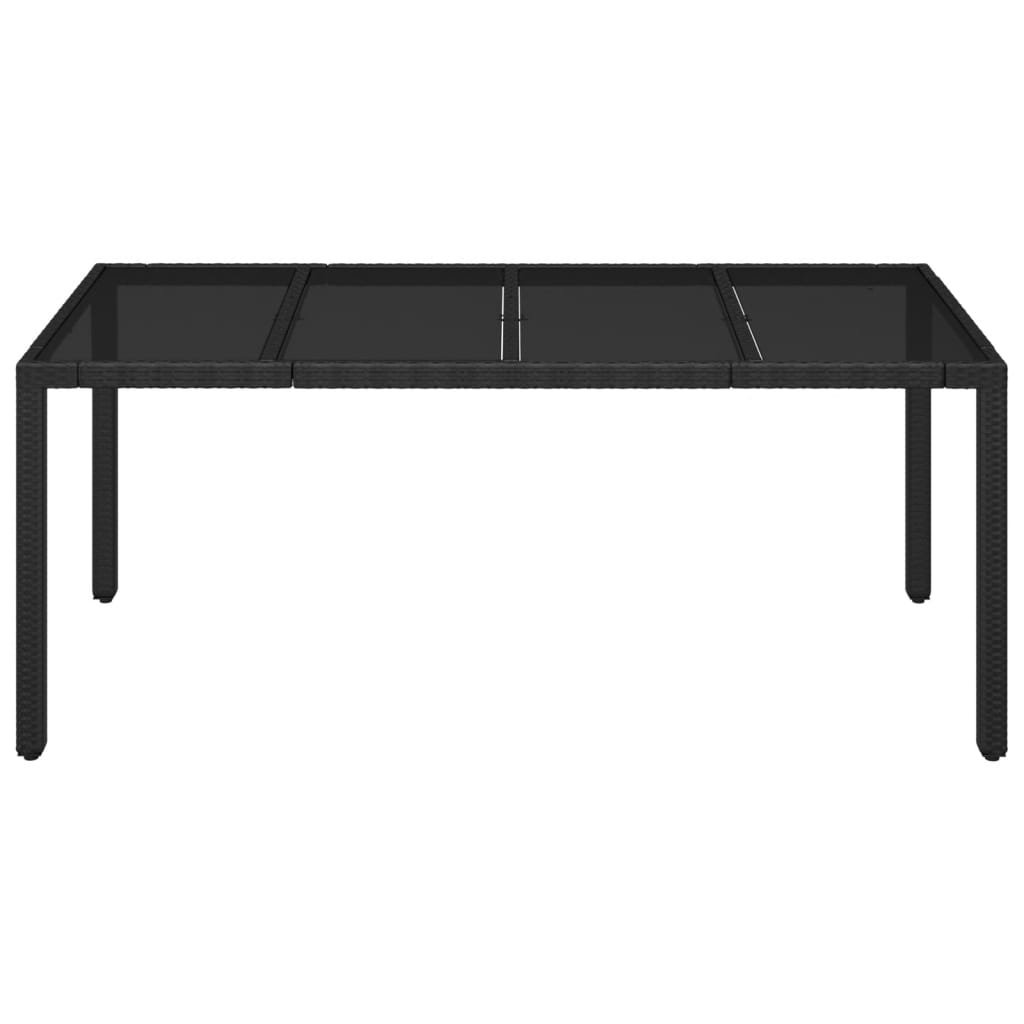 Tavolo da Giardino Piano in Vetro Nero 190x90x75 cm Polyrattan - homemem39