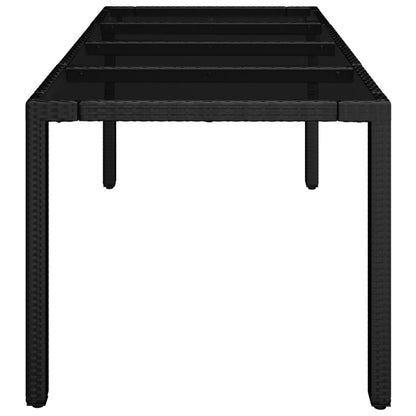 Tavolo da Giardino Piano in Vetro Nero 190x90x75 cm Polyrattan - homemem39