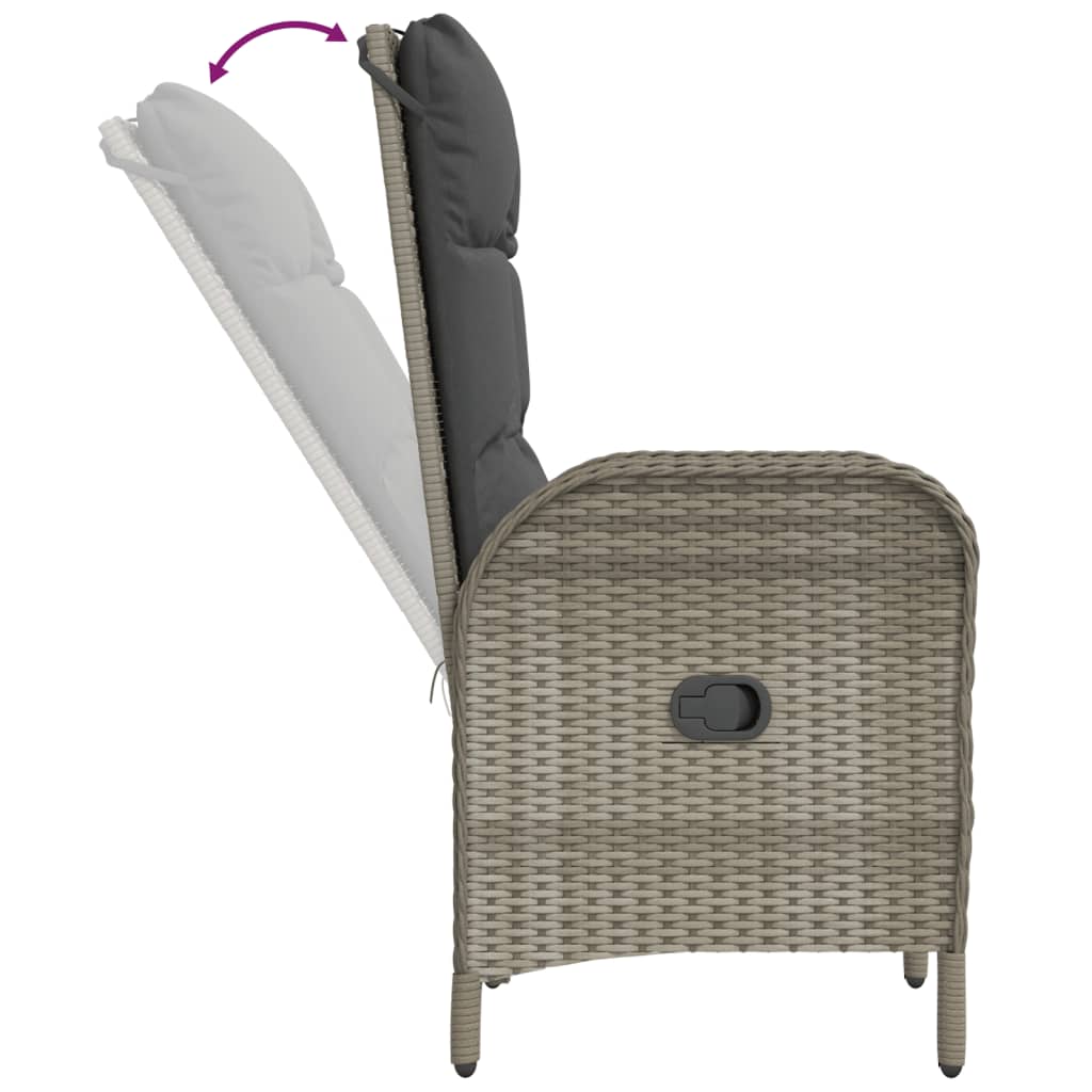 Set Divani da Giardino 3 pz con Cuscini in Polyrattan Grigio - homemem39