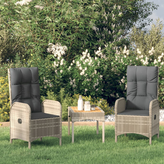 Set Divani da Giardino 3 pz con Cuscini in Polyrattan Grigio - homemem39