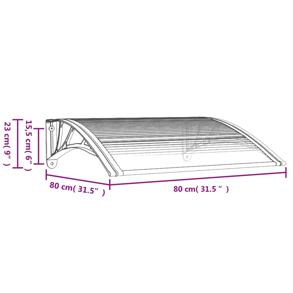 Tettoia per Porta Nero e Trasparente 80x80 cm in Policarbonato - homemem39