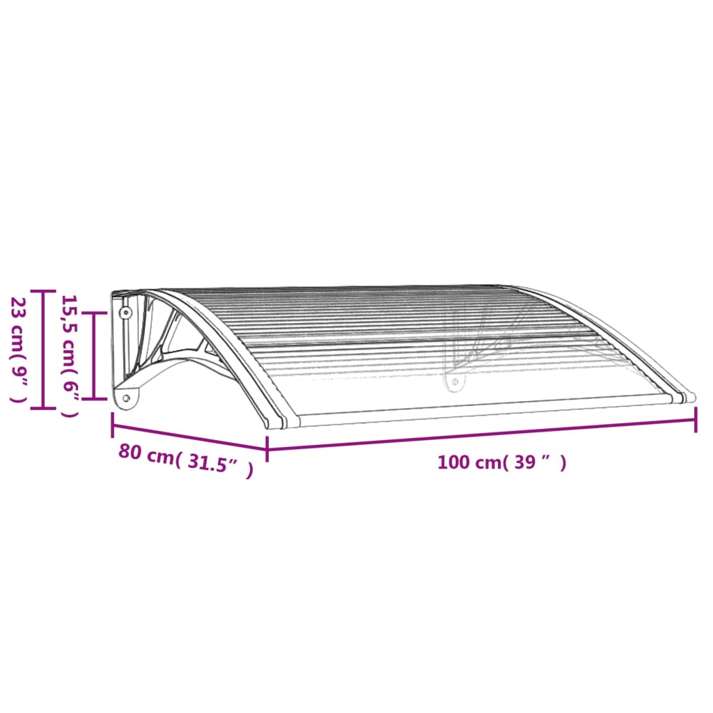 Tettoia per Porta Grigia e Trasparente 100x80 cm Policarbonato - homemem39