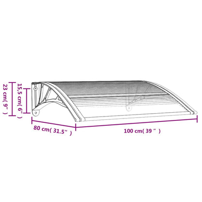 Tettoia per Porta Grigia e Trasparente 100x80 cm Policarbonato - homemem39