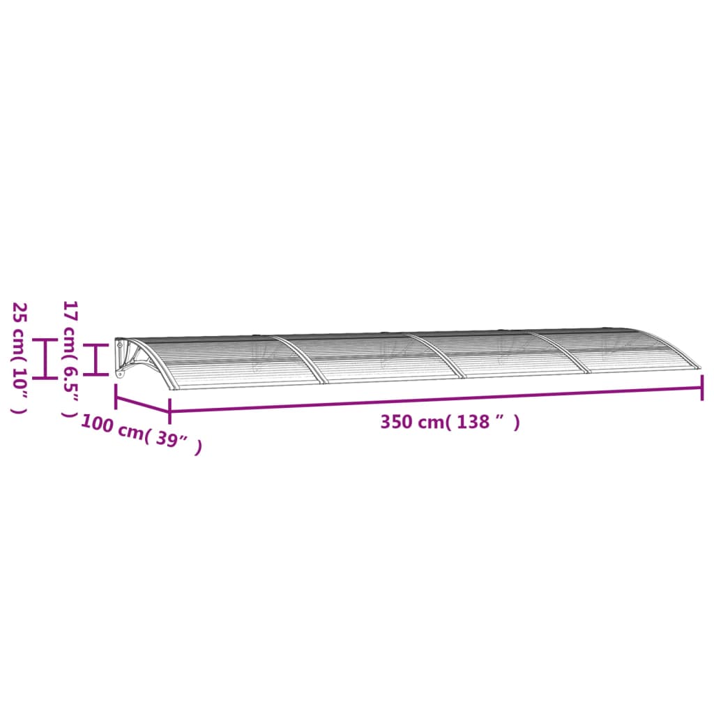 Tettoia per Porta Grigia 350x100 cm in Policarbonato - homemem39