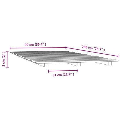 Giroletto Nero 90x200 cm in Legno Massello di Pino - homemem39