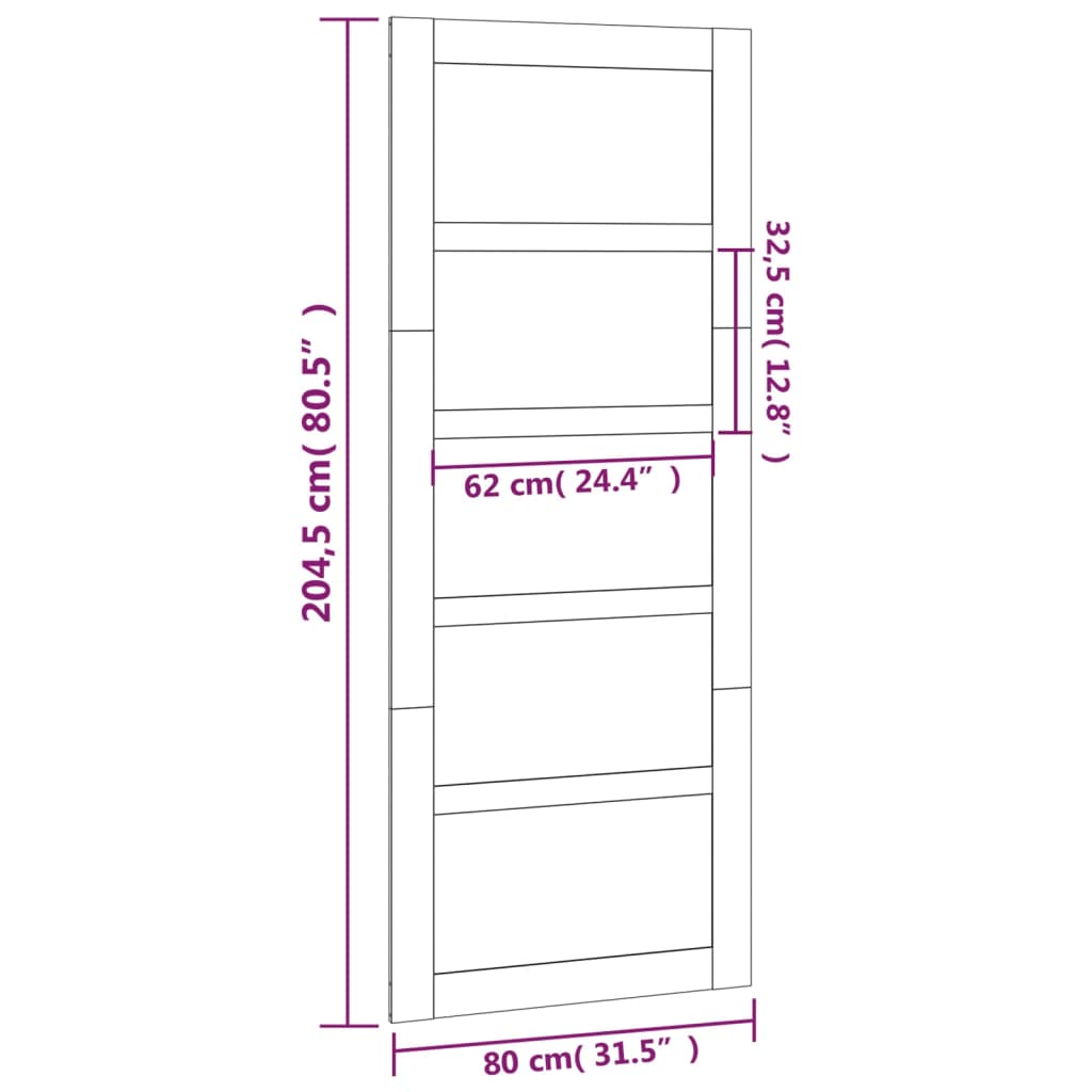 Porta del Granaio 80x1,8x204,5 cm in Legno Massello di Pino - homemem39