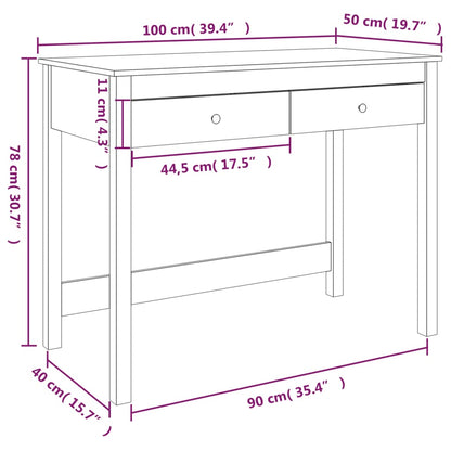 Scrivania con Cassetti Nera 100x50x78 cm Legno Massello di Pino - homemem39