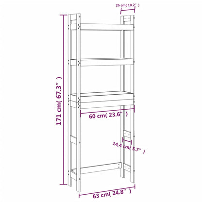 Rastrelliera da Bagno Grigia 63x26x171 cm Legno Massello Pino - homemem39