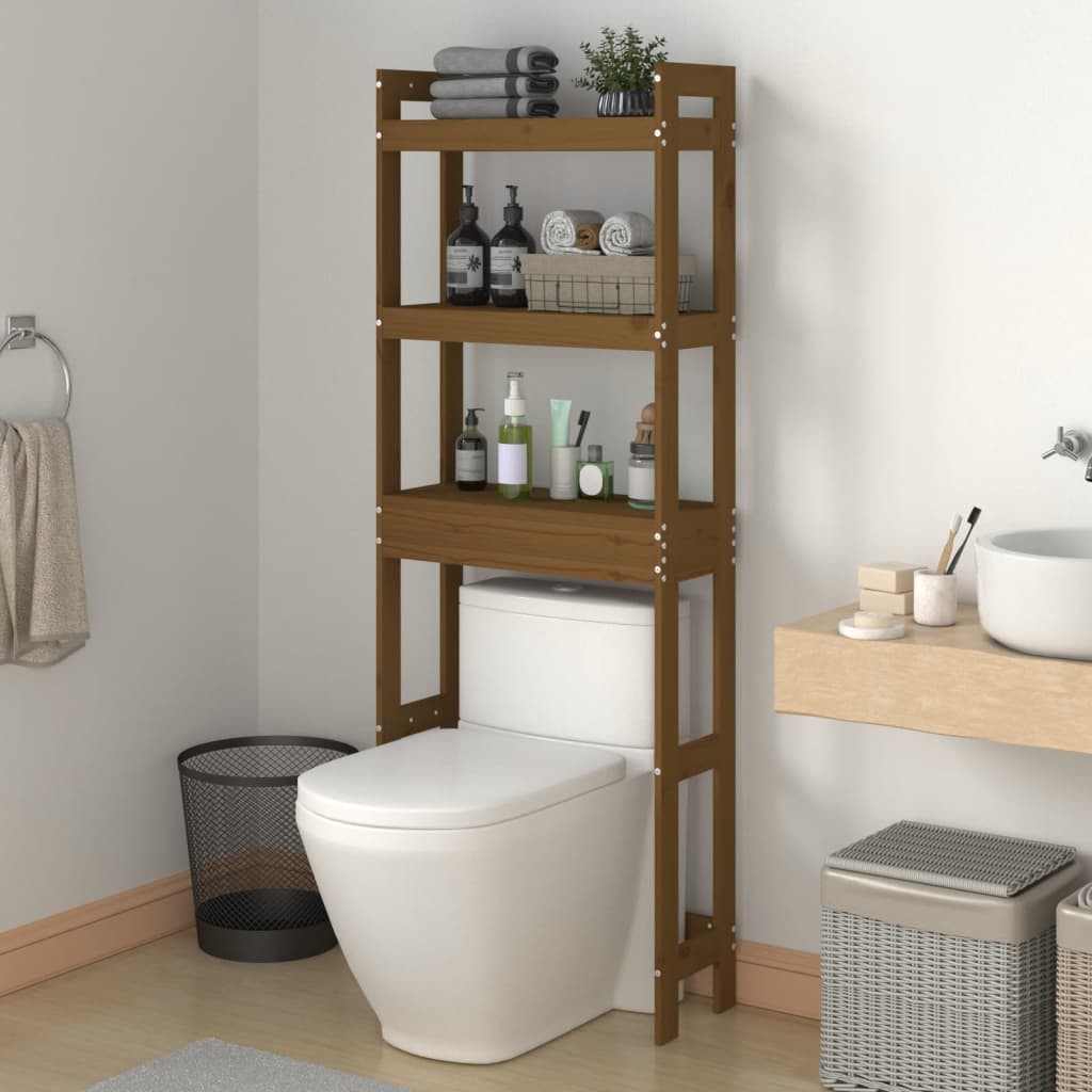 Rastrelliera da Bagno Miele 63x26x171 cm Legno Massello Pino - homemem39