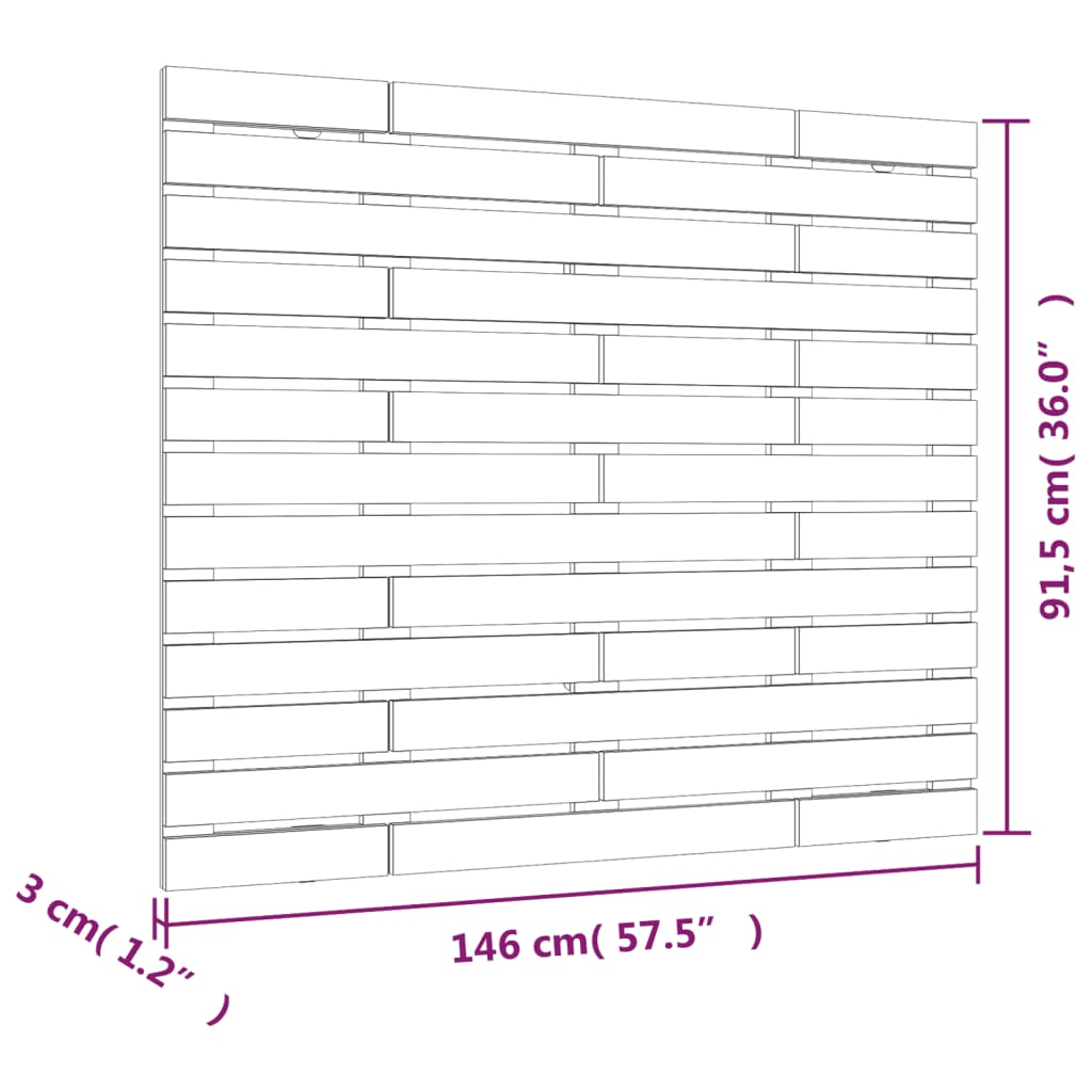 Testiera da Parete Miele 146x3x91,5cm in Legno Massello di Pino - homemem39