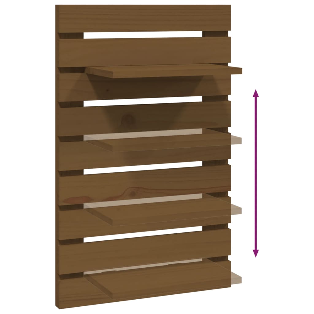 Mensole da Letto a Parete 2 pz Miele Legno Massello di Pino - homemem39