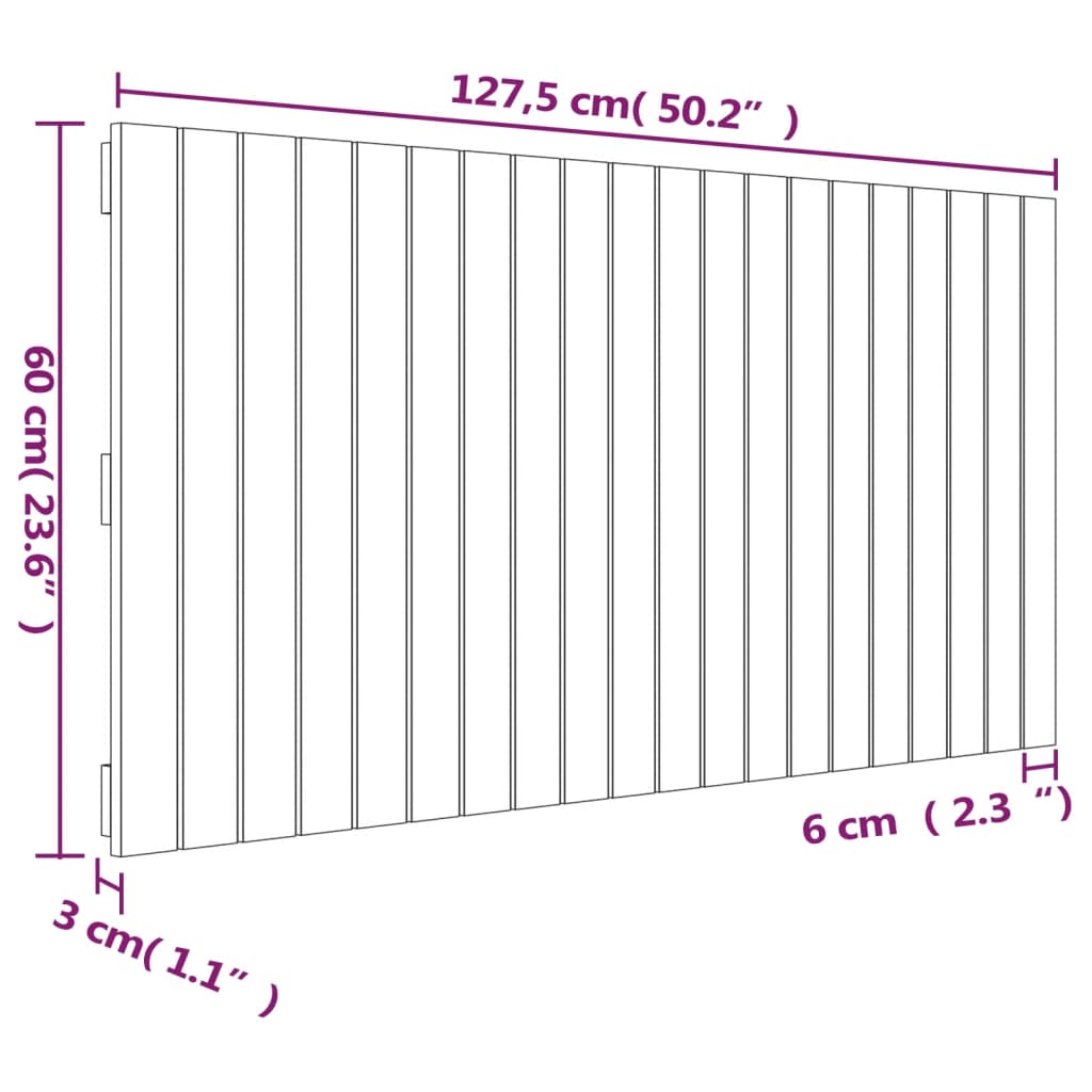 Testiera da Parete Miele 127,5x3x60cm in Legno Massello di Pino - homemem39