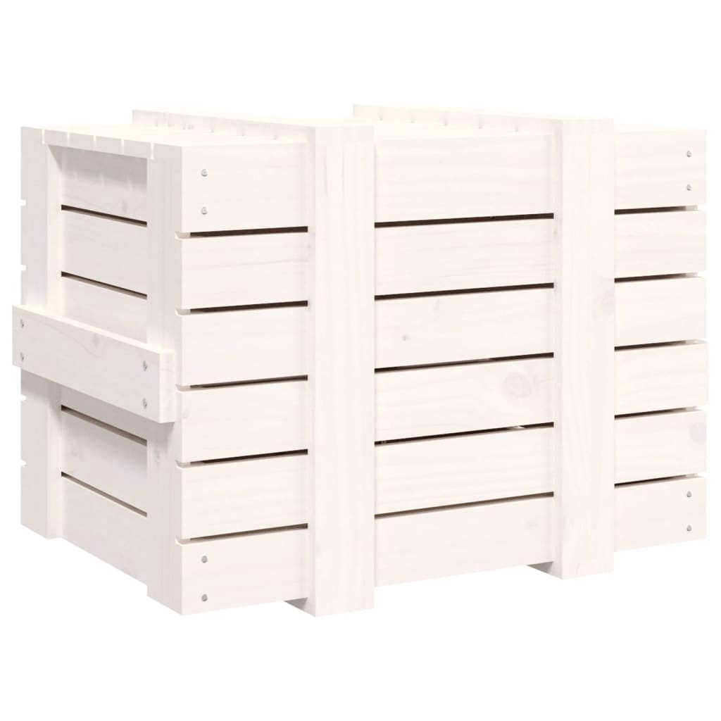 Contenitore Portaoggetti Bianco 58x40,5x42 cm Massello di Pino - homemem39