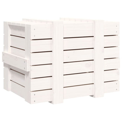 Contenitore Portaoggetti Bianco 58x40,5x42 cm Massello di Pino - homemem39