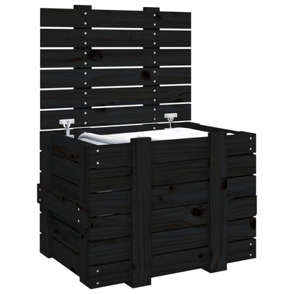 Contenitore Portaoggetti Nero 58x40,5x42 cm Legno Massello Pino - homemem39